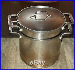 Vintage All Clad large Quart Stock Pot Steam Basket Pasta