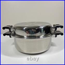 Vintage Americraft 6 Qt Stockpot Dutch Oven + Dome Lid Multi-Ply Stainless Steel