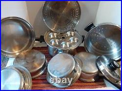 Vintage Amway Queen Cookware 17 Piece Set Multi-Ply 18/8 Stainless Steel USA