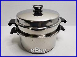Vintage Amway Queen Multi Ply Stainless Steel 6 Quart Stock Pot Lid & Dome Lid