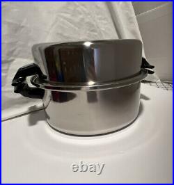 Vintage Ashcraft 5 QT Stainless Steel 3 PLY Dutch Oven With Dome Lid READ