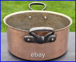 Vintage Copper Stock Pot With Lid 8.75in Diameter 4.5in Tall 6lbs