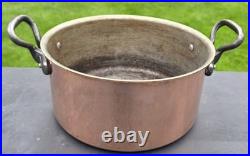 Vintage Copper Stock Pot With Lid 8.75in Diameter 4.5in Tall 6lbs