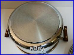 Vintage Cuisinarts 5 qt Pot Stainless Steel Clad Wood Teak Handle Made in France