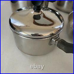 Vintage FARBERWARE Pots Pans Aluminum Clad Stainless Steel Set Cookware 9 Piece
