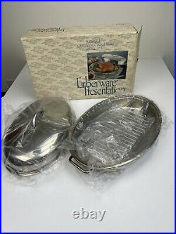 Vintage Farberware 722 Stainless Steel 16 1/2 x 10 3/4 Covered Roaster withRack