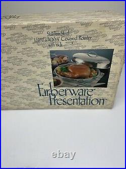 Vintage Farberware 722 Stainless Steel 16 1/2 x 10 3/4 Covered Roaster withRack