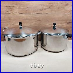 Vintage Farberware Aluminum Clad Stainless Steel 12 & 8 Qt Stock Pot Set USA