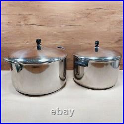 Vintage Farberware Aluminum Clad Stainless Steel 12 & 8 Qt Stock Pot Set USA