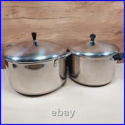 Vintage Farberware Aluminum Clad Stainless Steel 12 Qt & 8 Qt Stock Pot Set USA