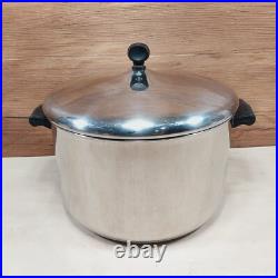Vintage Farberware Aluminum Clad Stainless Steel 12 Qt & 8 Qt Stock Pot Set USA