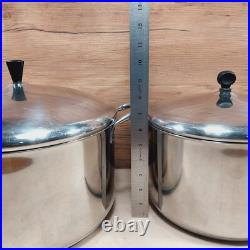 Vintage Farberware Aluminum Clad Stainless Steel 12 Qt & 8 Qt Stock Pot Set USA