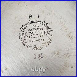 Vintage Farberware Aluminum Clad Stainless Steel 8-Piece Set Lids Pots Pans USA