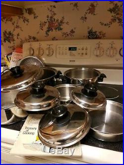 Vintage KITCHEN QUEEN Stainless Steel Cookware 9 PC Stock Pots Lids CookBook