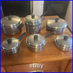Vintage LUSTRE CRAFT 3 Ply Multi Core 18-8 Stainless Steel Cookware. 13 Pc Set