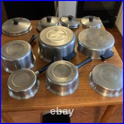 Vintage LUSTRE CRAFT 3 Ply Multi Core 18-8 Stainless Steel Cookware. 13 Pc Set