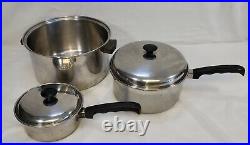Vintage Lo-Heet Vollrath Stainless Steel Ware 3 Piece Set Stock & Sauce Pans Vintage Lo-Heet Vollrath Stainless Steel Ware 3 Piece Set Stock & Sauce Pans