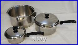 Vintage Lo-Heet Vollrath Stainless Steel Ware 3 Piece Set Stock & Sauce Pans