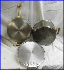 Vintage Monix Acero INOX 18/10 Stainless Stock Pot, SAUSE PAN, LI Brass Handles