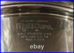 Vintage Multi Core 12 Quart Stock Pot & Lid 5-Ply Stainless Steel West Bend USA