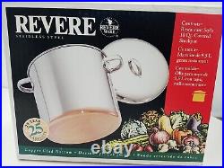 Vintage REVERE WARE 10 quart Stainless Copper Clad Stock Pot + Lid Brand New