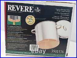Vintage REVERE WARE 10 quart Stainless Copper Clad Stock Pot + Lid Brand New