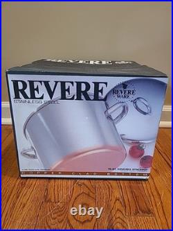 Vintage REVERE WARE 16 Qt Stock Pot withLid Restaurant Style Copper Bottom NOB