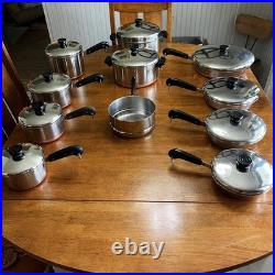 Vintage REVERE WARE 1801 Copper Bottom 21 PC Cookware Set Pot Pans Lids