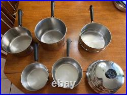 Vintage REVERE WARE 1801 Copper Bottom 21 PC Cookware Set Pot Pans Lids