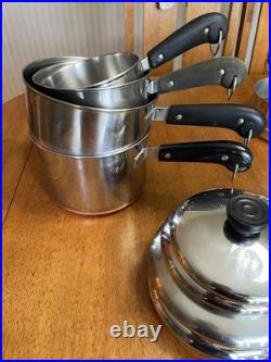 Vintage REVERE WARE 1801 Copper Bottom 21 PC Cookware Set Pot Pans Lids
