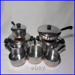 Vintage REVERE WARE Copper Bottom 11 PC Cookware Set Indonesia