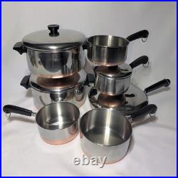 Vintage REVERE WARE Copper Bottom 11 PC Cookware Set Indonesia