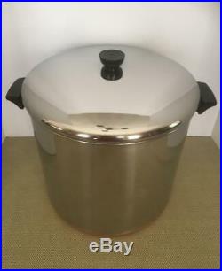 Vintage Rare 1801 Revere Ware Copper Clad Stainless 20 Qt Stock Pot Rome Ny Nice