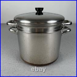 Vintage Revere Ware 10 Qt Stock Pot With Steamer Insert Copper Clad Made In USA