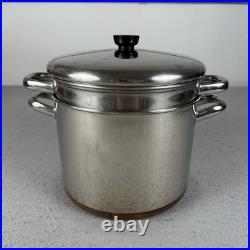 Vintage Revere Ware 10 Qt Stock Pot With Steamer Insert Copper Clad Made In USA