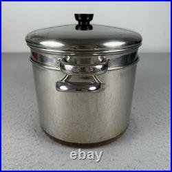 Vintage Revere Ware 10 Qt Stock Pot With Steamer Insert Copper Clad Made In USA