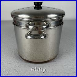 Vintage Revere Ware 10 Qt Stock Pot With Steamer Insert Copper Clad Made In USA