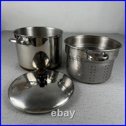 Vintage Revere Ware 10 Qt Stock Pot With Steamer Insert Copper Clad Made In USA