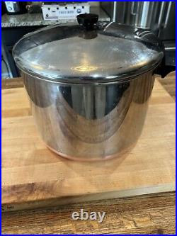 Vintage Revere Ware 16 Qt Stock Pot/Lid Stainless Steel Copper Bottom 79 Rome NY