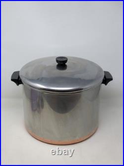 Vintage Revere Ware 16 Qt Stock Pot w Lid Copper Clad Bottom Stainless USA