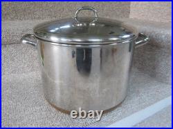 Vintage Revere Ware 16 Qt Stock Pot withLid Stainless Steel Copper Bottom Clinton