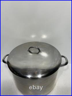Vintage Revere Ware 16 Qt Stock Pot withLid Stainless Steel Copper Bottom Clinton