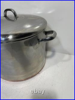Vintage Revere Ware 16 Qt Stock Pot withLid Stainless Steel Copper Bottom Clinton
