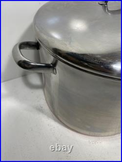 Vintage Revere Ware 16 Qt Stock Pot withLid Stainless Steel Copper Bottom Clinton