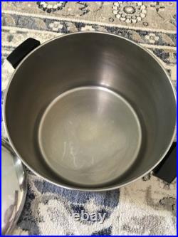 Vintage Revere Ware 16 Qt Stock Pot withLid Stainless Steel Copper Bottom Rome NY