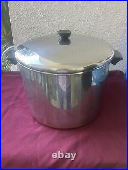 Vintage Revere Ware 16qt Stock Pot Stainless Steel Copper Bottom Rome NY USA