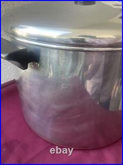 Vintage Revere Ware 16qt Stock Pot Stainless Steel Copper Bottom Rome NY USA