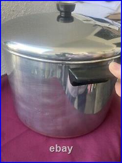 Vintage Revere Ware 16qt Stock Pot Stainless Steel Copper Bottom Rome NY USA