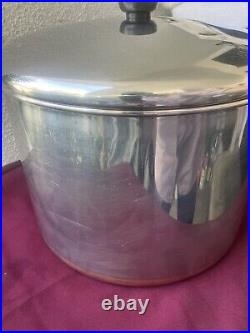 Vintage Revere Ware 16qt Stock Pot Stainless Steel Copper Bottom Rome NY USA