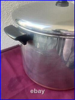 Vintage Revere Ware 16qt Stock Pot Stainless Steel Copper Bottom Rome NY USA